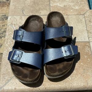 Ladies Birkenstock Arizona Sandals. Pearl blue with white soles. Size 39
